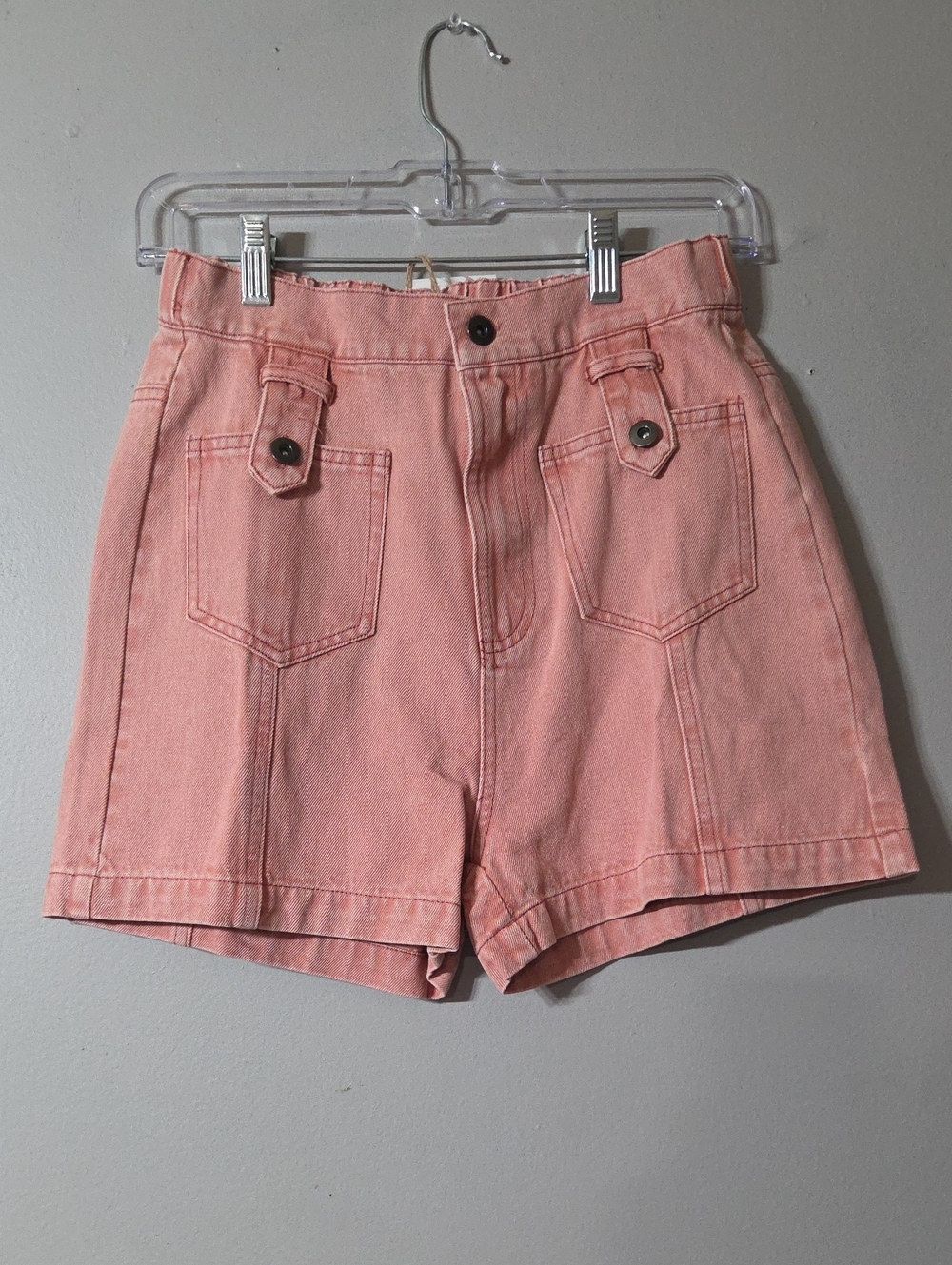 Very J Coral Pink High-Rise Denim Shorts